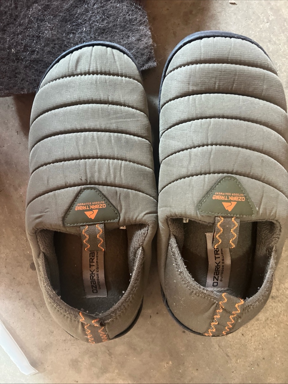 Ozark Trail Quilted Slip-On Loafers in Olive with Orange Accent
